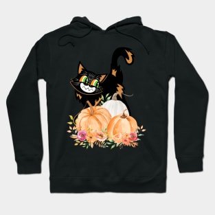 Spooky Cat  And Pumpkin Hoodie